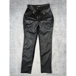 Harley Davidson Pants Women 14 Black Genuine Leather Motorcycle Biker Riding